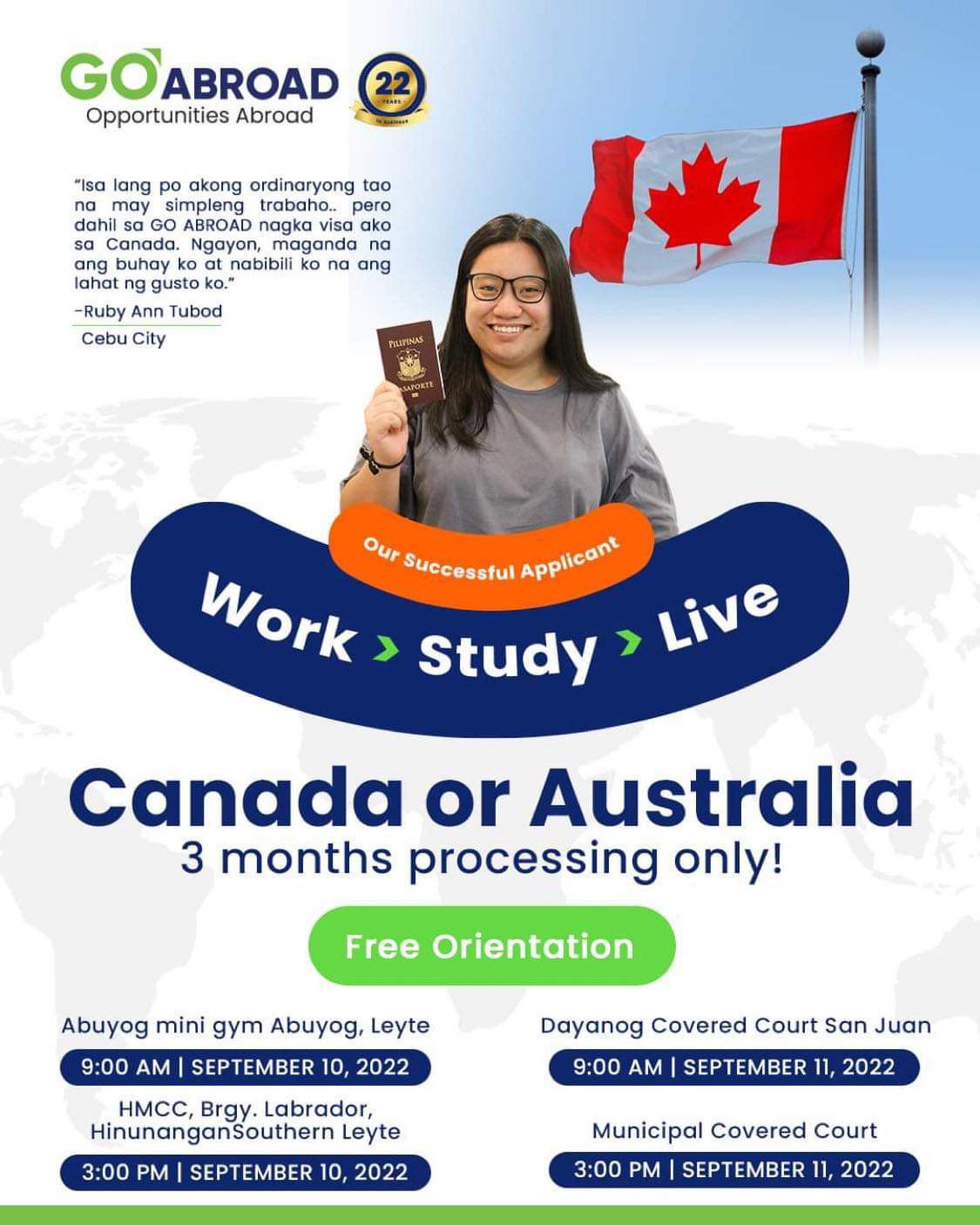 LIVE, WORK & STUDY in Canada Southern Leyte Times